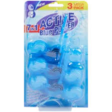 Active Blue Power 7-en-1 – Bloc WC nettoyant, désodorisant et anticalcaire