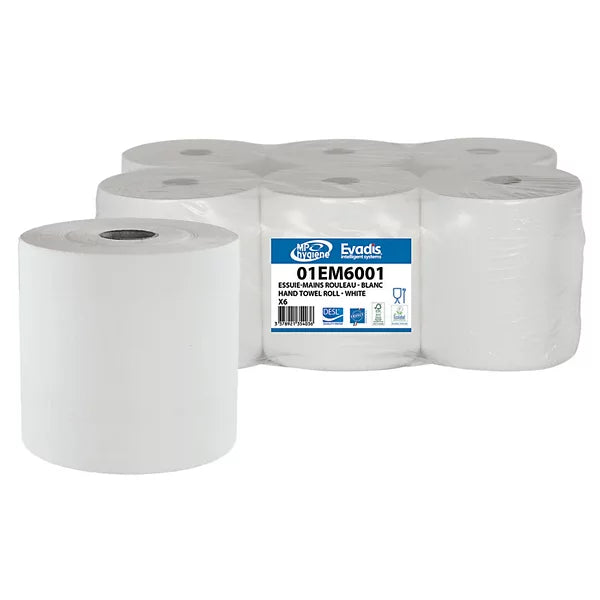 Essuie-mains rouleaux Evadis, lot de 6