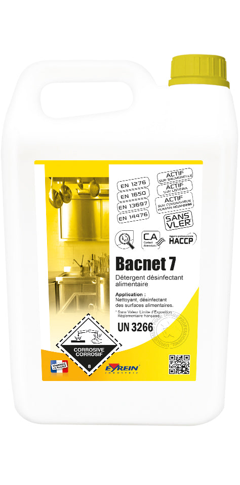 BACNET 7 – Détergent désinfectant surfaces & matériels – Bidon 5L