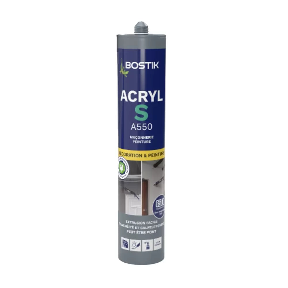 Bostik Acryl S A550 – Mastic Acrylique Étanchéité & Finition