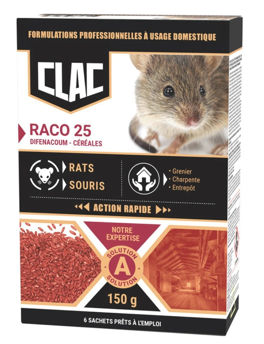 Raticide / Souricide Grains d’Avoine CLAC – Appât attractif 150 g